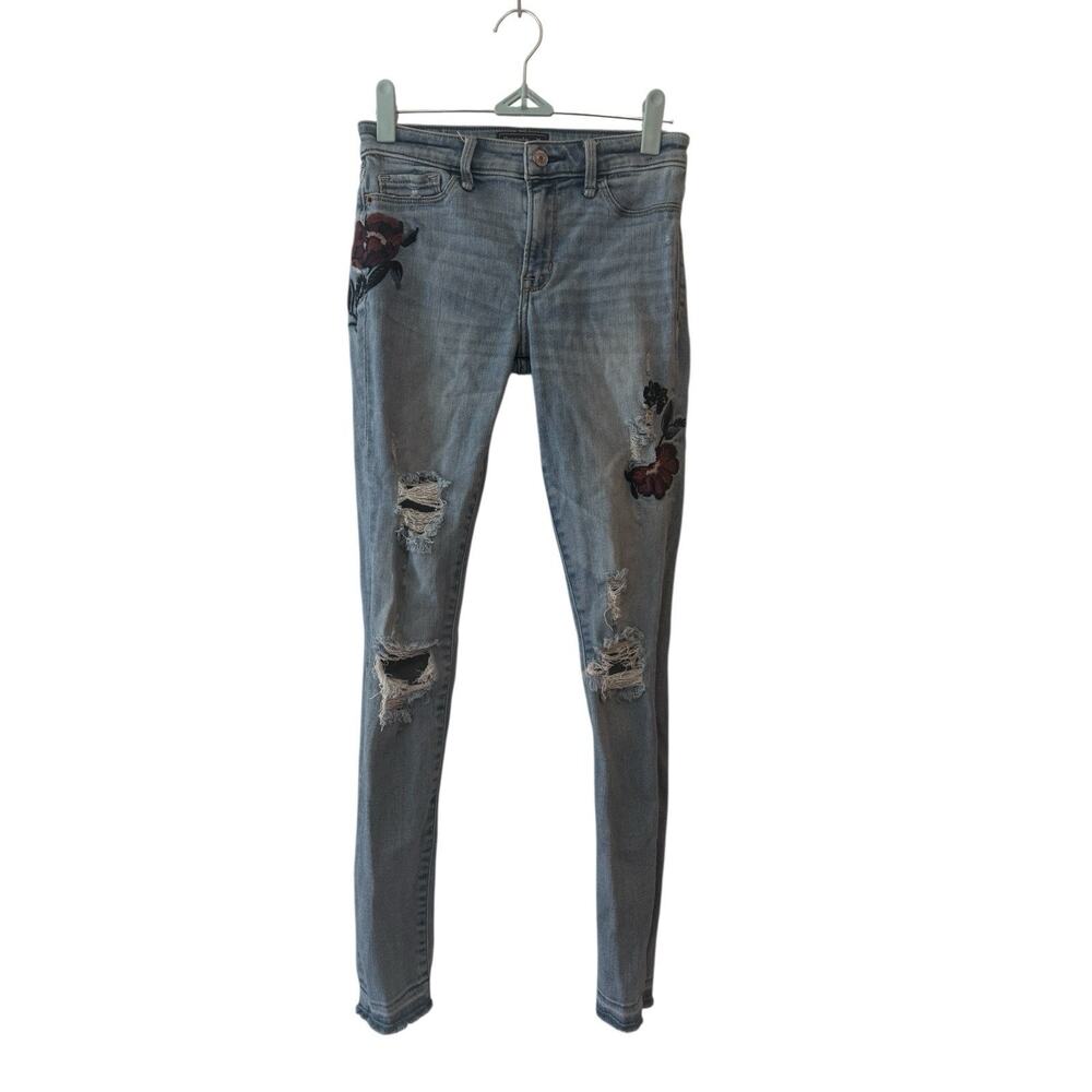 Abercrombie & Fitch Women's Size 24 Harper Super Skinny Jeans Floral Distressed
